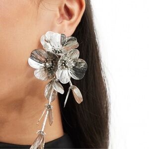 Blossom Silver Flower Drop Earrings